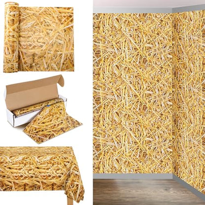 Oudain 54 Inch x 100 ft Hay Bales Straw Tablecloth Roll Cutter Box - style: Hay Bales