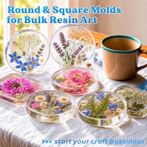 LET'S RESIN 12 Cavity Extra Deep Resin Coaster Molds, Large Silicone Molds - size: 12 cavity