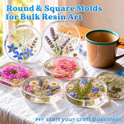 LET'S RESIN 12 Cavity Extra Deep Resin Coaster Molds, Large Silicone Molds - size: 12 cavity