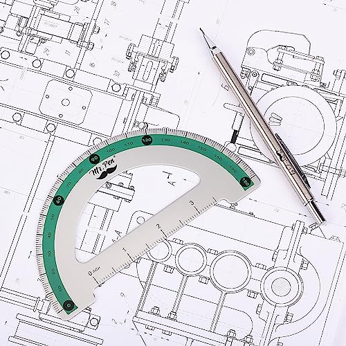 Mr. Pen- Metal Geometry Kit, 4 Pack, 45° & 30°/60° Set Squares - color: Green Stripes