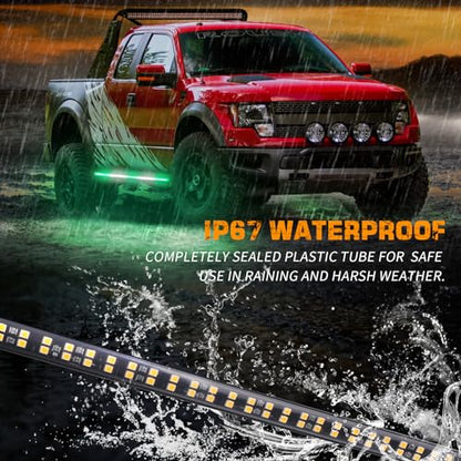 XRIDONSEN 2X 60 inch Running Board Emergency Lights 720 LED Strobe Lights - color: Green/White