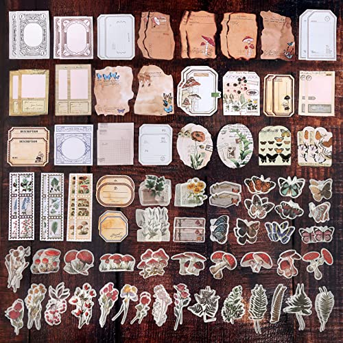 Draupnir 200pcs Vintage Junk Journal Supplies,Scrapbook Supplies Scrapbooking Paper and Stickers Ephemera For Art Aesthetic Journaling Kit Collage(Nature) - style: Nature