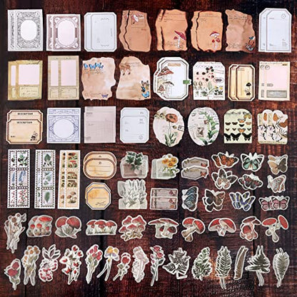 Draupnir 200pcs Vintage Junk Journal Supplies,Scrapbook Supplies Scrapbooking Paper and Stickers Ephemera For Art Aesthetic Journaling Kit Collage(Nature) - style: Nature