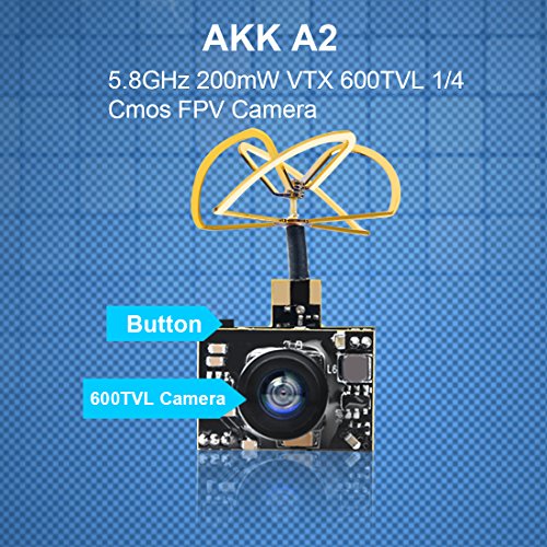 AKK A2 5.8Ghz 200mW FPV Transmitter Raceband 600TVL 1/4 Cmos Mini FPV Micro AIO Camera with Clover Antenna for FPV Drone