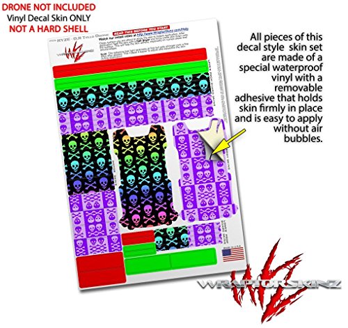 Skin Decal Wrap 2 Pack Compatible with DJI Ryze Tello Skull and Crossbones Rainbow Drone NOT Included