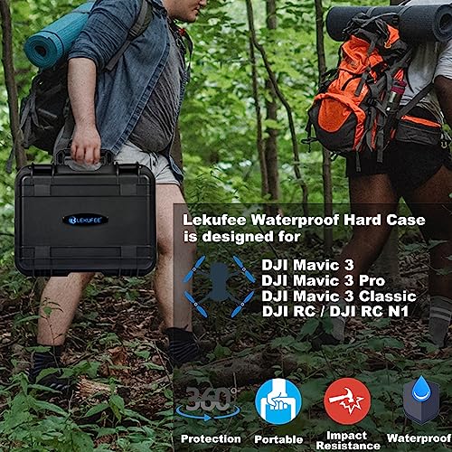 Lekufee Waterproof Hard Case for DJI Mavic 3 Pro, Mavic 3 Classic, Combo, DJI RC 2, RC N3/N2, Accessories(Case Only)