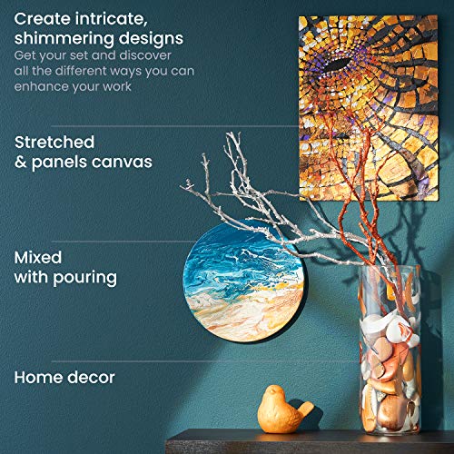 ARTEZA Metallic Acrylic Paint Set, 8 Classic Colors, 4.06 oz High-Viscosity - style: 8 x 120ml (4.06 fl oz) Metallic
