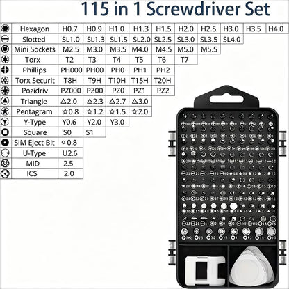 115-in-1 Precision Screwdriver Set, Electronics Drive Tool Kit Micro Magnetic Screwdriver with Flexible Shaft for Phone, Computer, Watch, Console, Eyeglass, Electronic, Tools Gift