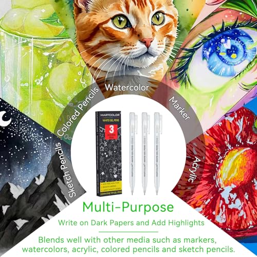 MARTCOLOR White Gel Pens, 3 Pack 0.5mm Extra Fine Point White Gel ink Pens - style: White - 0.5mm