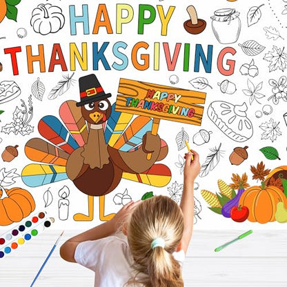 Thanksgiving Coloring Paper Tablecloth, 30 x 72 Inch - color: Thanksgiving