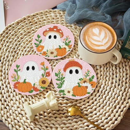 8 Pcs Halloween Diamond Art Coasters Kits with Holder 4X4 Inch - color: Bdwy464