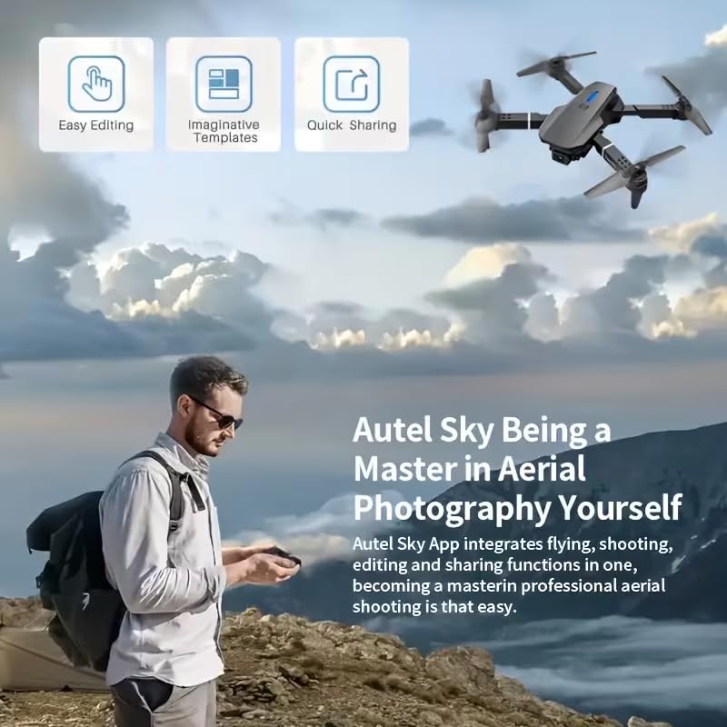 E88 Drone Adult Remote Control Airplane HD Dual Camera Black 1/2 Battery