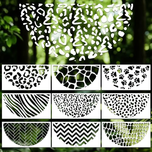 Geometric Texture Stencils for Crafts Reusable 9Pcs Stencils(11.8X6.3 Inch) - color: Texture 8