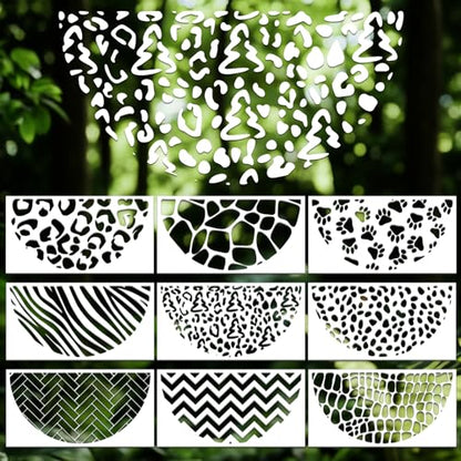 Geometric Texture Stencils for Crafts Reusable 9Pcs Stencils(11.8X6.3 Inch) - color: Texture 8