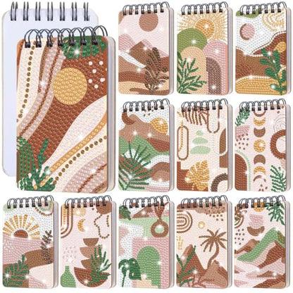 Fuyoooo 12 Pcs Boho Diamond Art Notebook Kits for Adults, 4.72 x 2.83 Inch - style: Boho