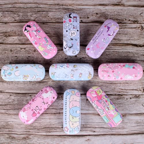 Cute Eyeglass Cases Hard Shell Storage Case Protective Box With Glasses Cloth Adjustable Glasses Strap Ear Grips Hook - color: Set3-2