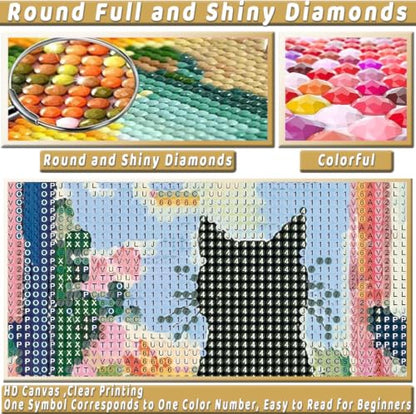 Black Cat Diamond Art Kits for Adults Diamond Painting Kit for Beginner - color: DP04356