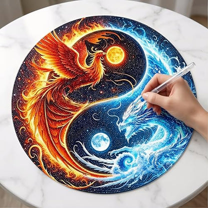 YCZO 5D Dragon and Phoenix Diamond Art Painting Kits for Adults Beginners