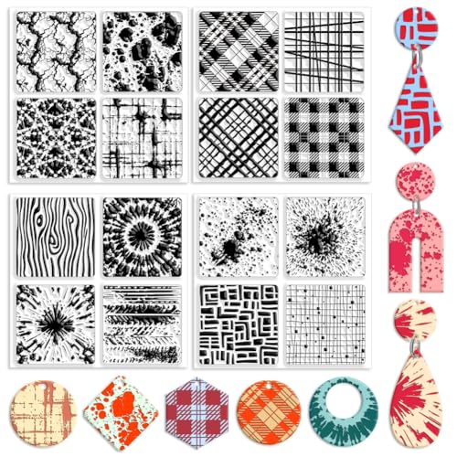 CHGCRAFT 4 Pcs 4 Styles Wood Print Polymer Clay Texture Sheets, 5.5x5.5inch - style: Wood Print
