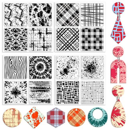 CHGCRAFT 4 Pcs 4 Styles Wood Print Polymer Clay Texture Sheets, 5.5x5.5inch - style: Wood Print