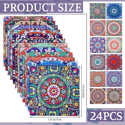 Copkim 24 Pcs Mandala Eyeglasses Cleaning Cloths, Soft Reusable Lens Wipes