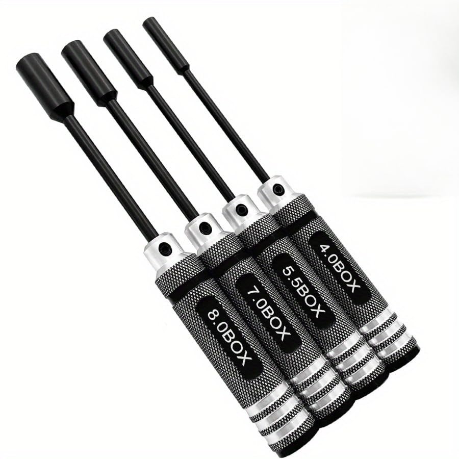 4Pcs Nut Driver Set RC Tool Set Hex Driver for RC Vehicle RC Helicopters FPV Drones Cameras Appliances Repair 4mm 5.5mm 8mm 7mm (BLACK) - color: Black