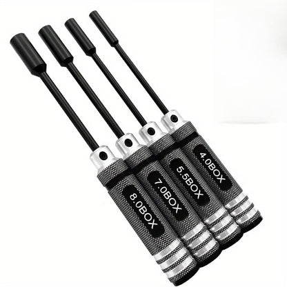 4Pcs Nut Driver Set RC Tool Set Hex Driver for RC Vehicle RC Helicopters FPV Drones Cameras Appliances Repair 4mm 5.5mm 8mm 7mm (BLACK) - color: Black