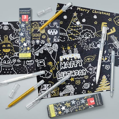 MARTCOLOR Gold Silver White Gel Pens, 3 Pack 1mm Opaque Archival Ink Pen - color: Multicolor