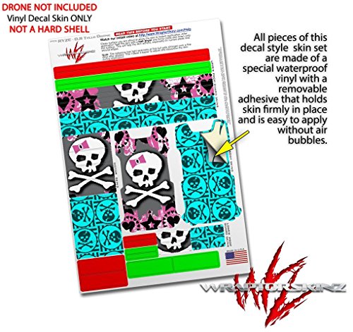 Skin Decal Wrap 2 Pack Compatible with DJI Ryze Tello Pink Bow Skull Drone NOT Included