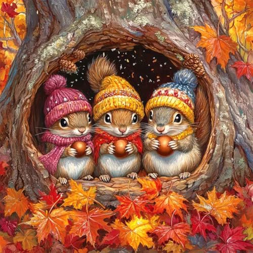 Acudotr Squirrel Diamond Art Kits for Adults, Home Decor, 12x12In