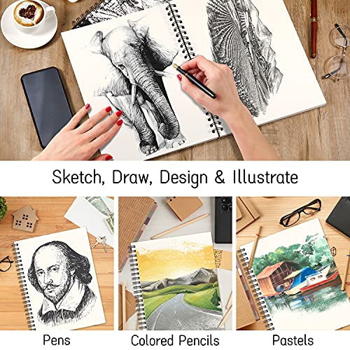 Coboll Sketch Book - Hardcover Sketch Pad, 9" x 12", 112-Sheet, 68 lb/110 GSM, Durable Sketchbook Use with Pens, Pencils, Sketching Stick and More, for Professional Kids, Teens, Adults