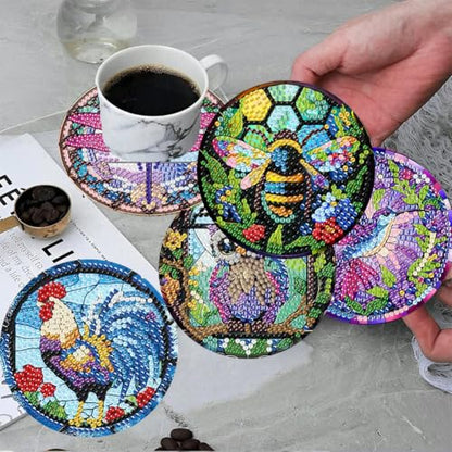 ijbnhd 8 Pack Diamond Art Coasters Kits Animals Diamond Painting Coasters - color: Animals-2
