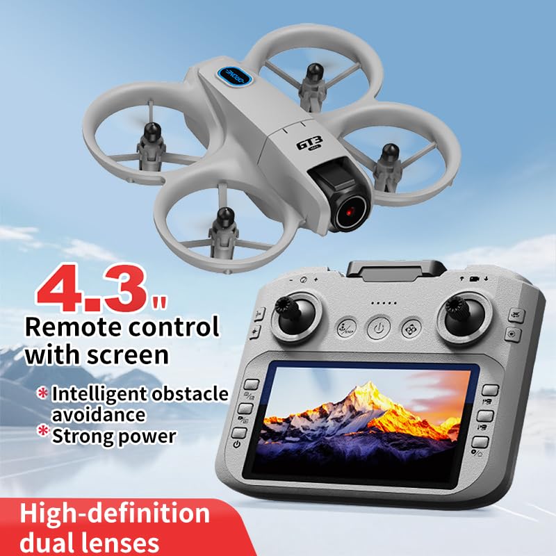 Drone with Camera for Adults & Beginners, 1080P HD FPV Drone with 4.3" Screen Remote Controller, Optical Flow Hovering, Intelligent Obstacle Avoidance, Auto Takeoff/Landing, 360° Flips, Quadcopter Kit with 3 Batteries & Charging Station
