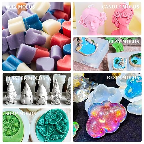 Silicone Mold Making Kit - 170oz Translucent Liquid Silicone Rubber with 3 Color Pigments, 1:1 Mixing for Mold Making, Fast Curing Molding Casting Kit for Resin, Candle Molds, Soap Molds, DIY, Plaster - color: Translucent, 170oz