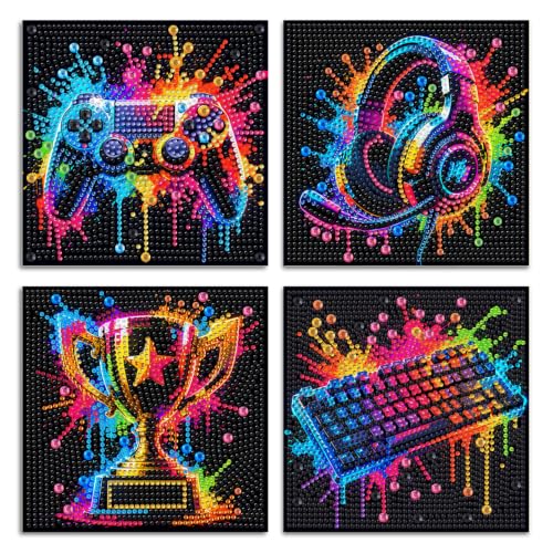 ICYANART 4 Pack Egame Diamond Art Painting Kits for Kids 6x6 Inch - color: E-Game