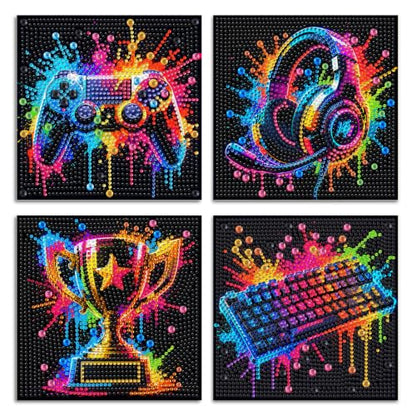 ICYANART 4 Pack Egame Diamond Art Painting Kits for Kids 6x6 Inch - color: E-Game