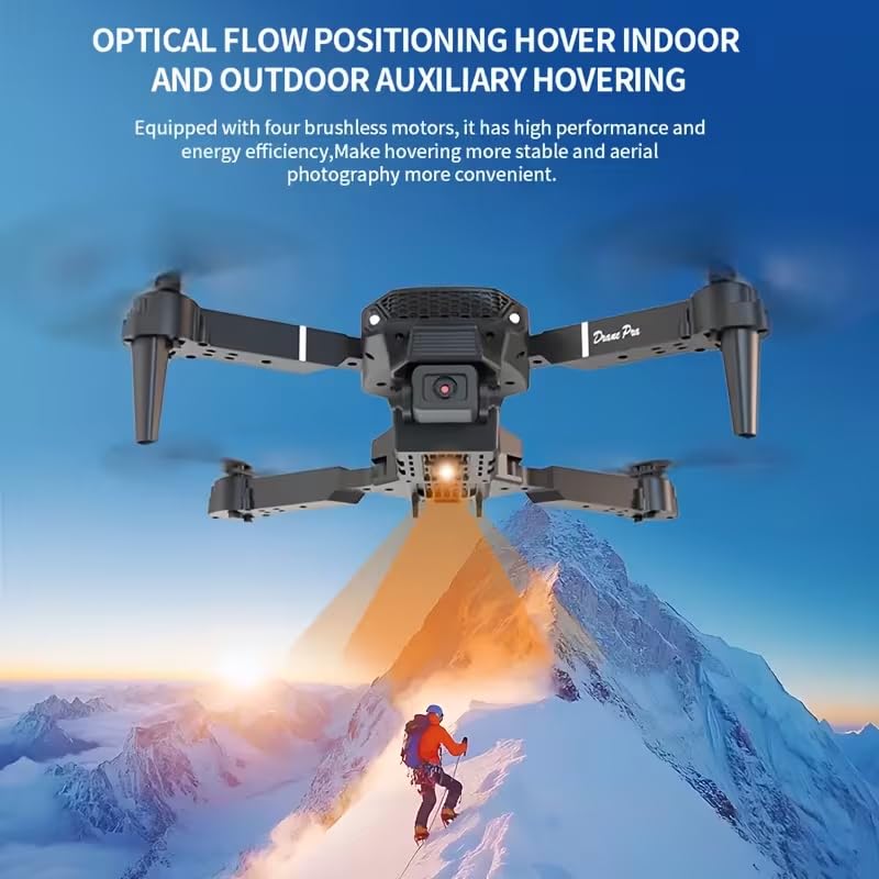 E88 Drone Adult Remote Control Airplane HD Dual Camera Black 1/2 Battery