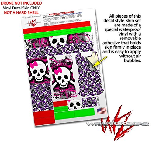 Skin Decal Wrap 2 Pack Compatible with DJI Ryze Tello Splatter Girly Skull Drone NOT Included