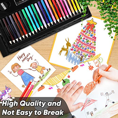 Soucolor 283 Pcs Art Supplies Drawing Set Easel Pads, Coloring Book Gift - color: Black