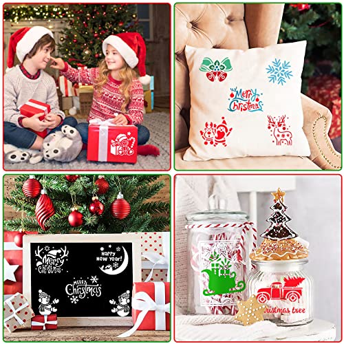 Augshy 56 Pack 3 Inch Christmas Stencils, Dot Painting Holiday Templates - style: Christmas