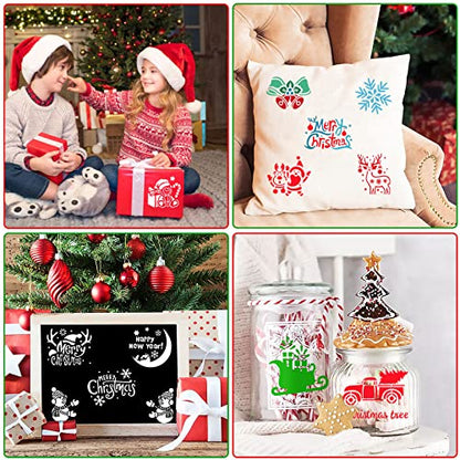 Augshy 56 Pack 3 Inch Christmas Stencils, Dot Painting Holiday Templates - style: Christmas