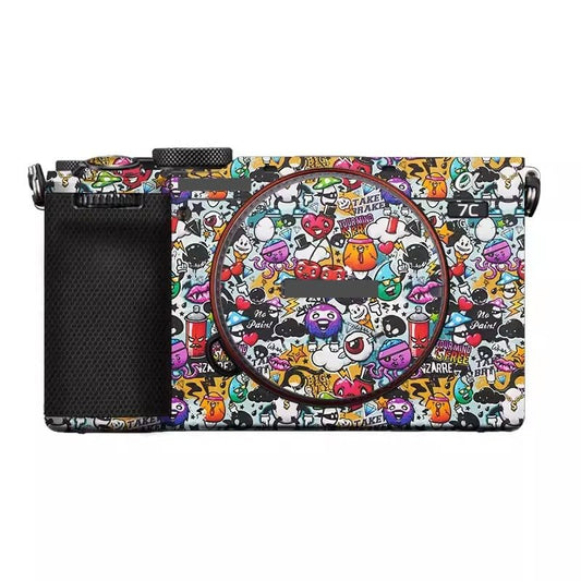 Camera Skin Wrap A7C2 Anti-Scratch Sticker Coat Vinly Protective Film Body Protector Decals Cover for Sony A7CR A7C II (Graffiti White) - color: Graffiti White