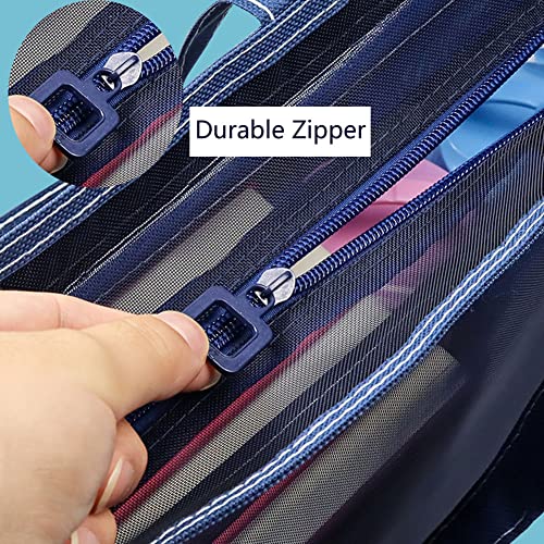 XGOPTS A3 Mesh Art Portfolio Bag with Handle and Zipper Holder for Artwork - color: blue
