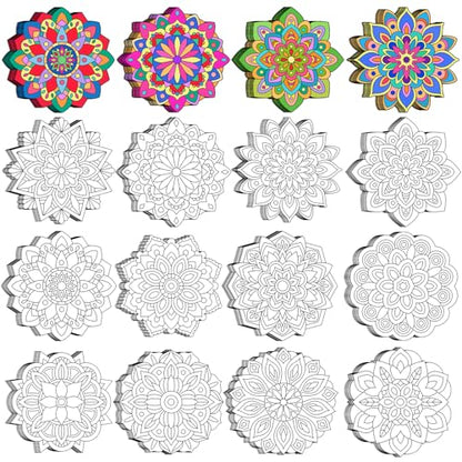 48 Pcs Mandala Coloring Cutouts Set DIY Your Own Mandala Cards, 12 Designs
