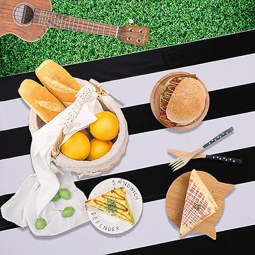 Kesfey Black Striped Tablecloth Picnic Vertical Stripe Table Cover 3 Packs - color: Black Vertical Striped