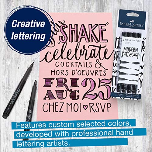 Faber-Castell Black Modern Lettering Pitt Artist Pen Set, 4 Count - style: Black Lettering