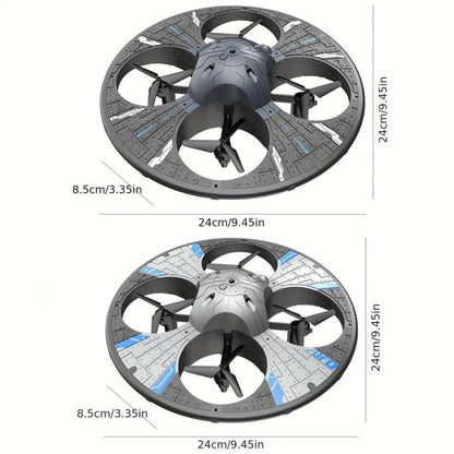 Round Foam UFO Quadcopter with Multi-Color LED Light Effects, RC Drone with Camera for Beginners, Altitude Hold, 360° Flips, 3 Speed Modes, 2 Modular Batteries FPV Drone (Silvery)