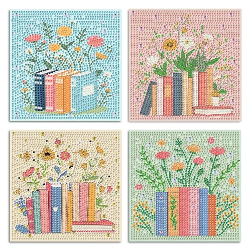ICYANART 4 Pack Diamond Art Painting Kits for Kids Ages 6-8-12 6x6Inch - color: Books