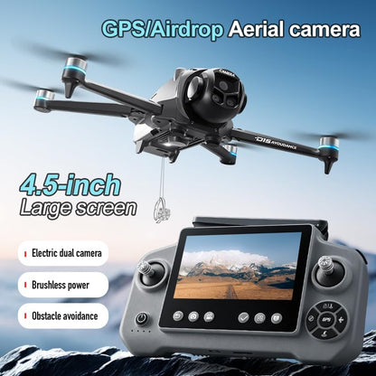FPV Drone with 4K HD Camera, Obstacle Avoidance, One-Key Payload Drop Delivery Function, FPV Drone with Screen on Controller, Foldable RC Quadcopter with Auto Return, 20 Mins Flight Time, Ideal for Outdoor Shooting Camping Fishing Gift Delivery, Quadcopte