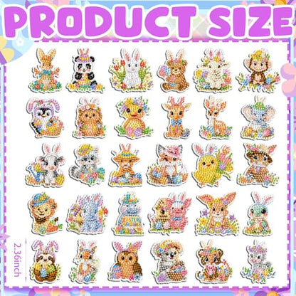 Xuhal 30 Pcs Easter Diamond Painting Magnets Diamond Art Kits for Adults - color: Easter
